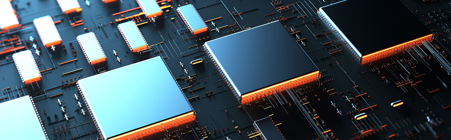 Circuit board futuristic server code processing - 3D Rendering