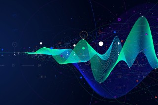 Big data stream futuristic infographic business analytics presentation, vector illustration